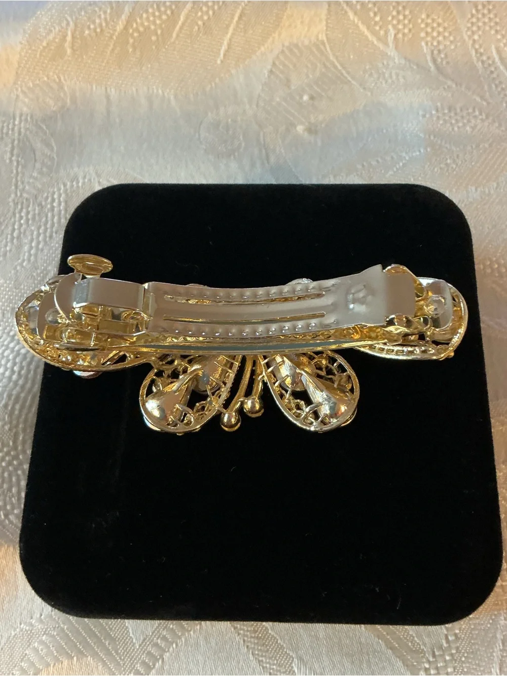 Yellow Acrylic Teardrop Butterfly Gold Tone Clasp Barrette